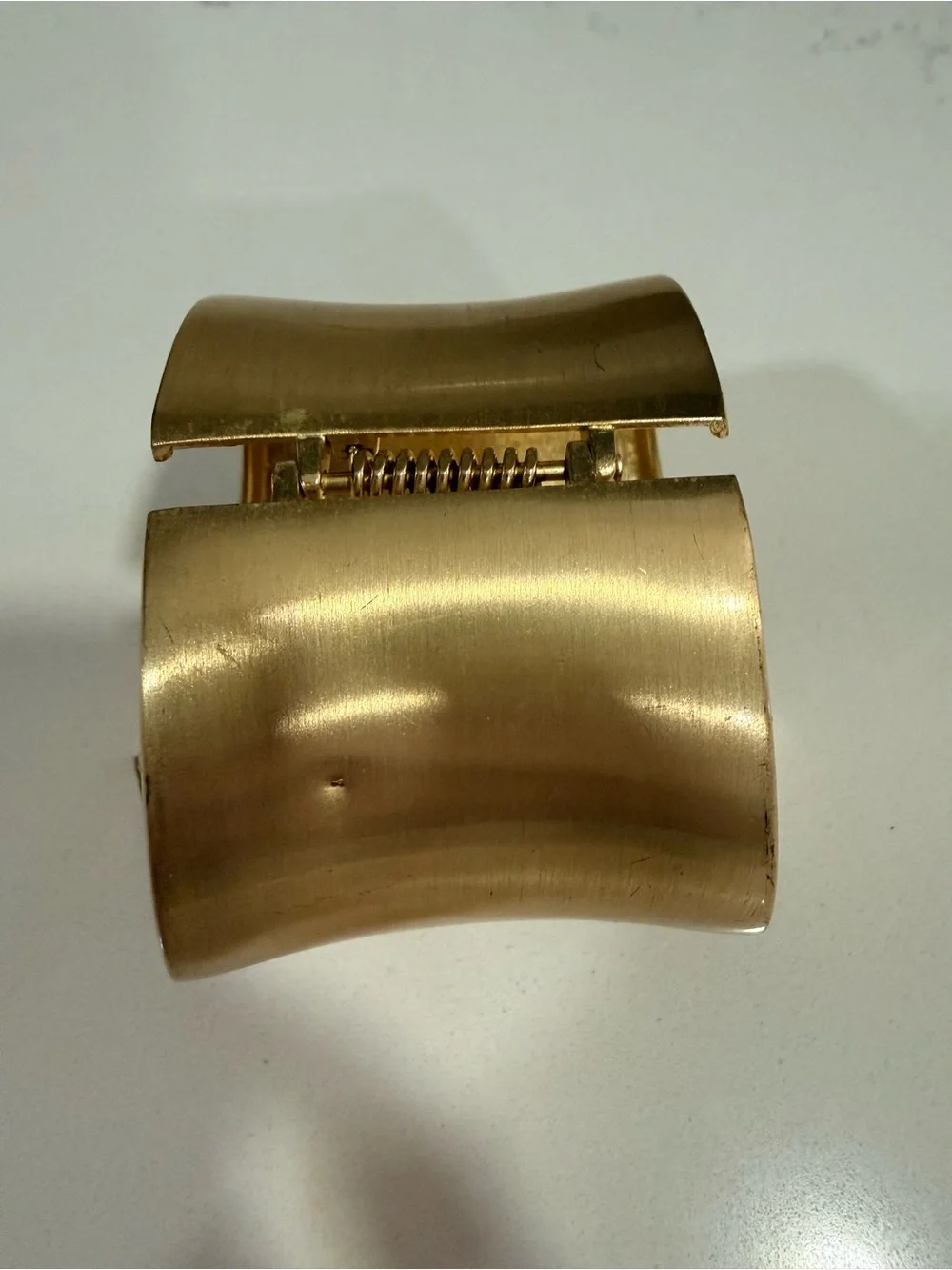 Gold Metal Asymmetrical Cuff Bracelet Hinged Closure